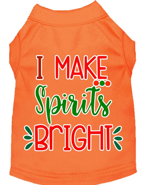 I Make Spirits Bright Screen Print Dog Shirt Orange XL